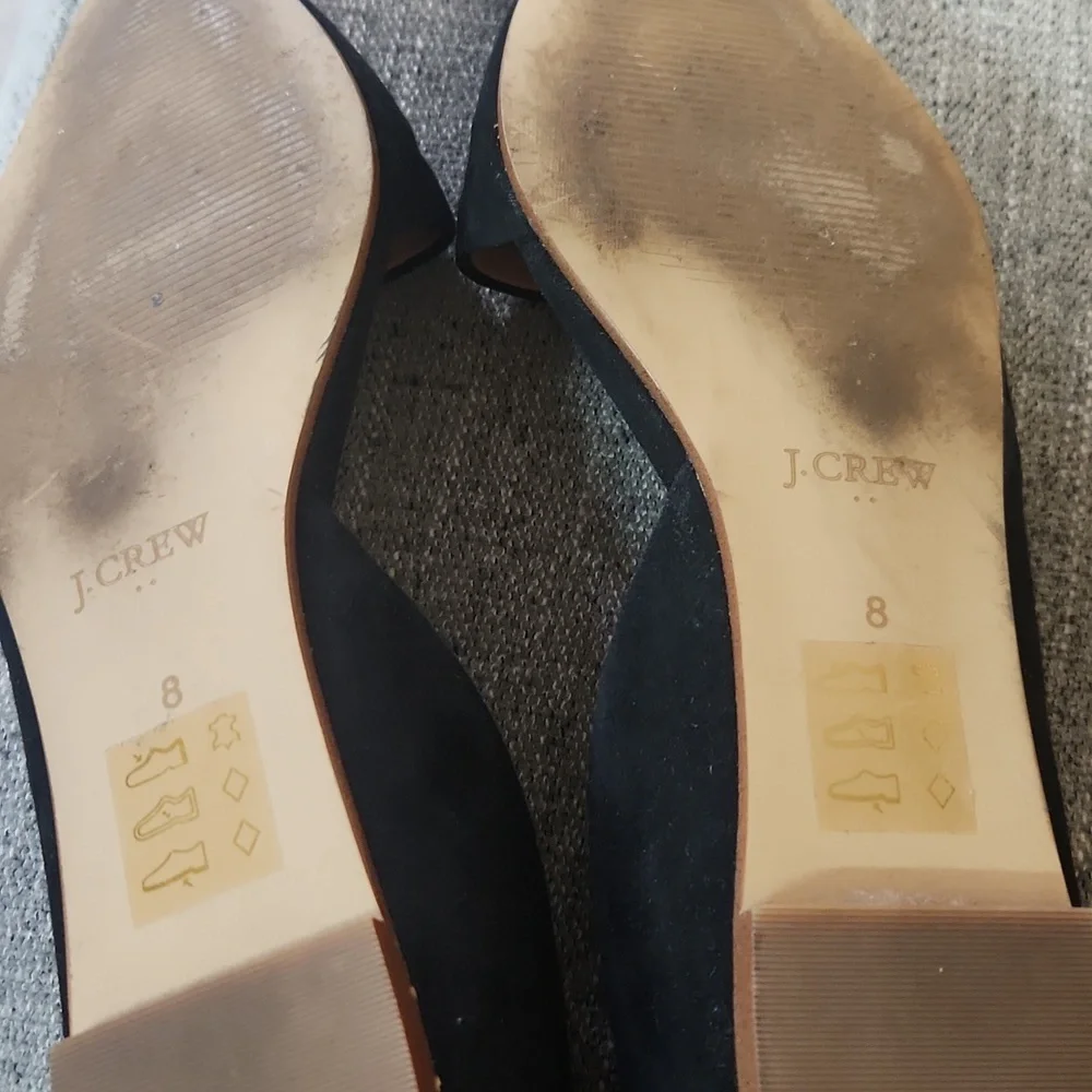 J. Crew D'orsay Suede Black Pointed Toe Flats Size 8 - Picture 6 of 6